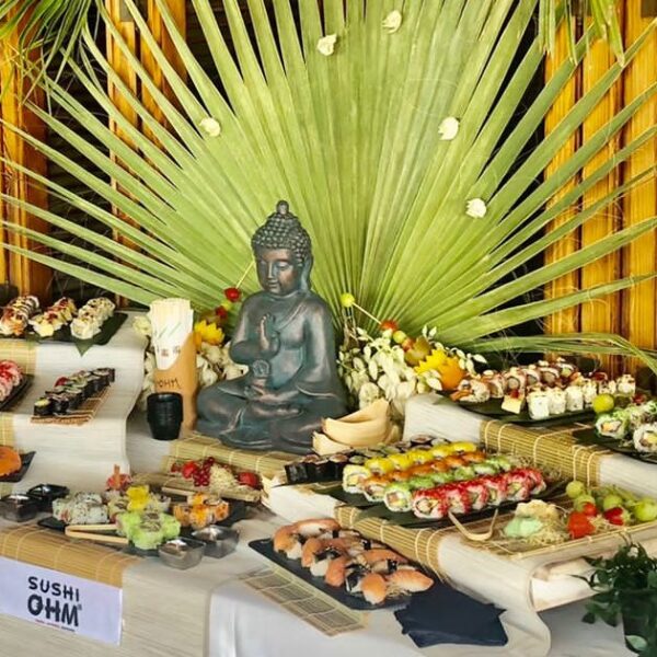 mesa de sushi fusión japonesa mediaterranea