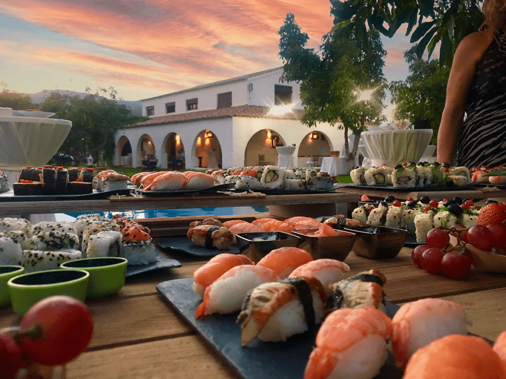 Mesa de sushi para bodas en Ibiza